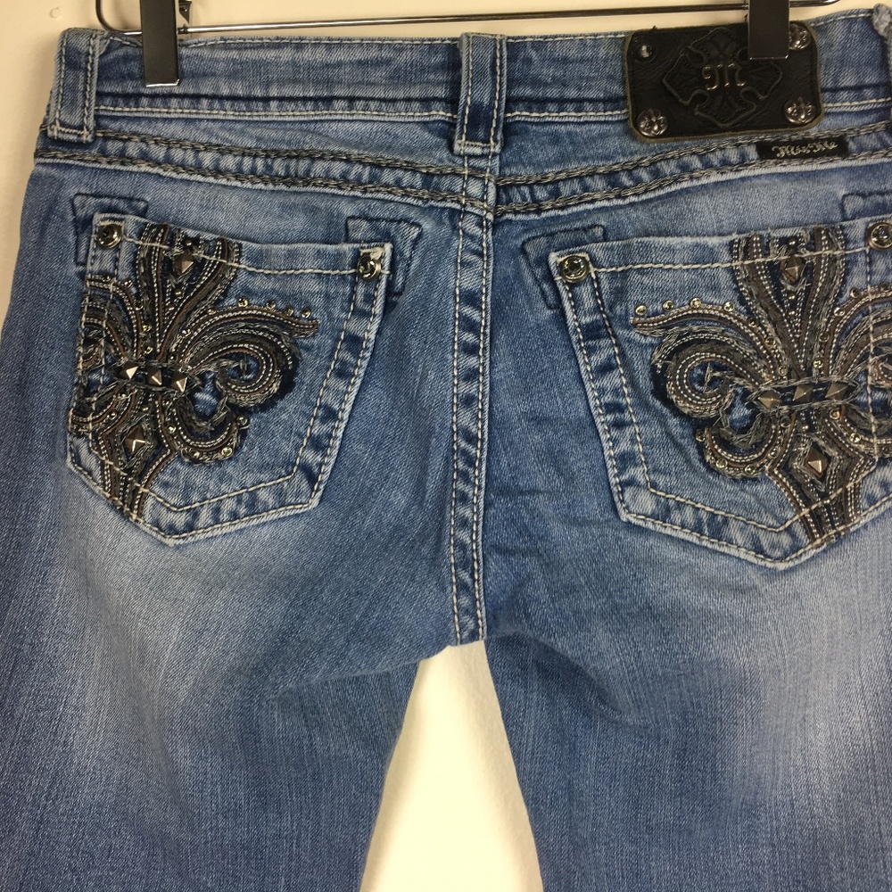 Miss Me Boot Cut  Fleur De Lis Jeans - Sz 27